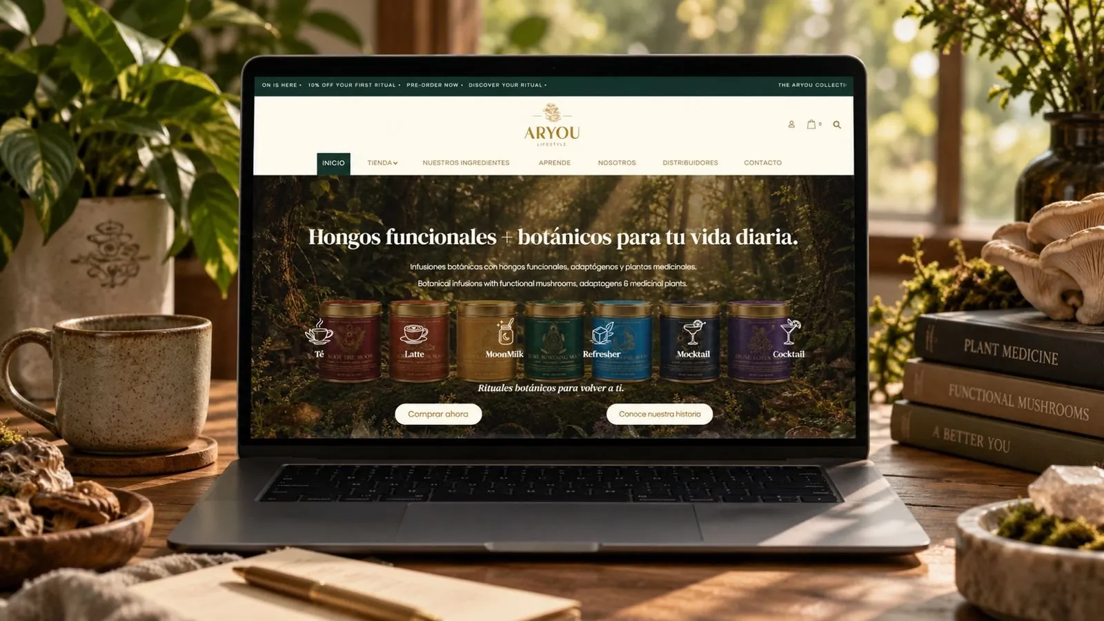 Aryou online store on a laptop