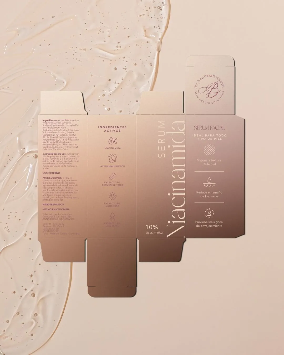 Flat dieline of the niacinamide box