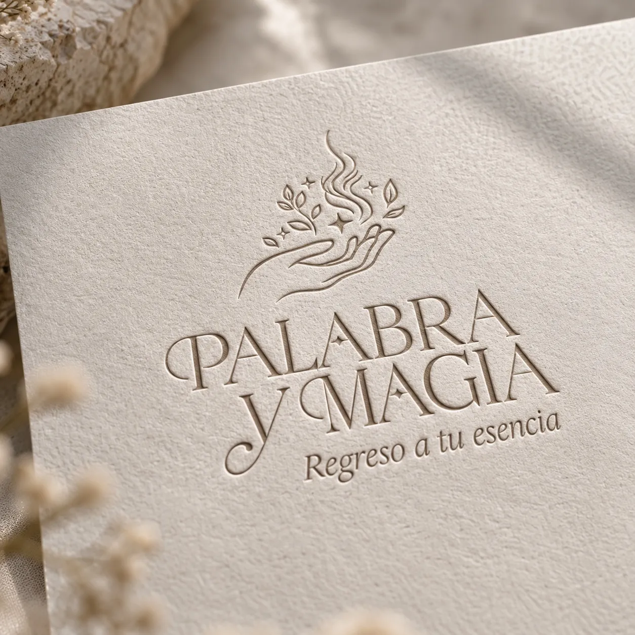 Palabra y Magia logo embossed on cotton paper