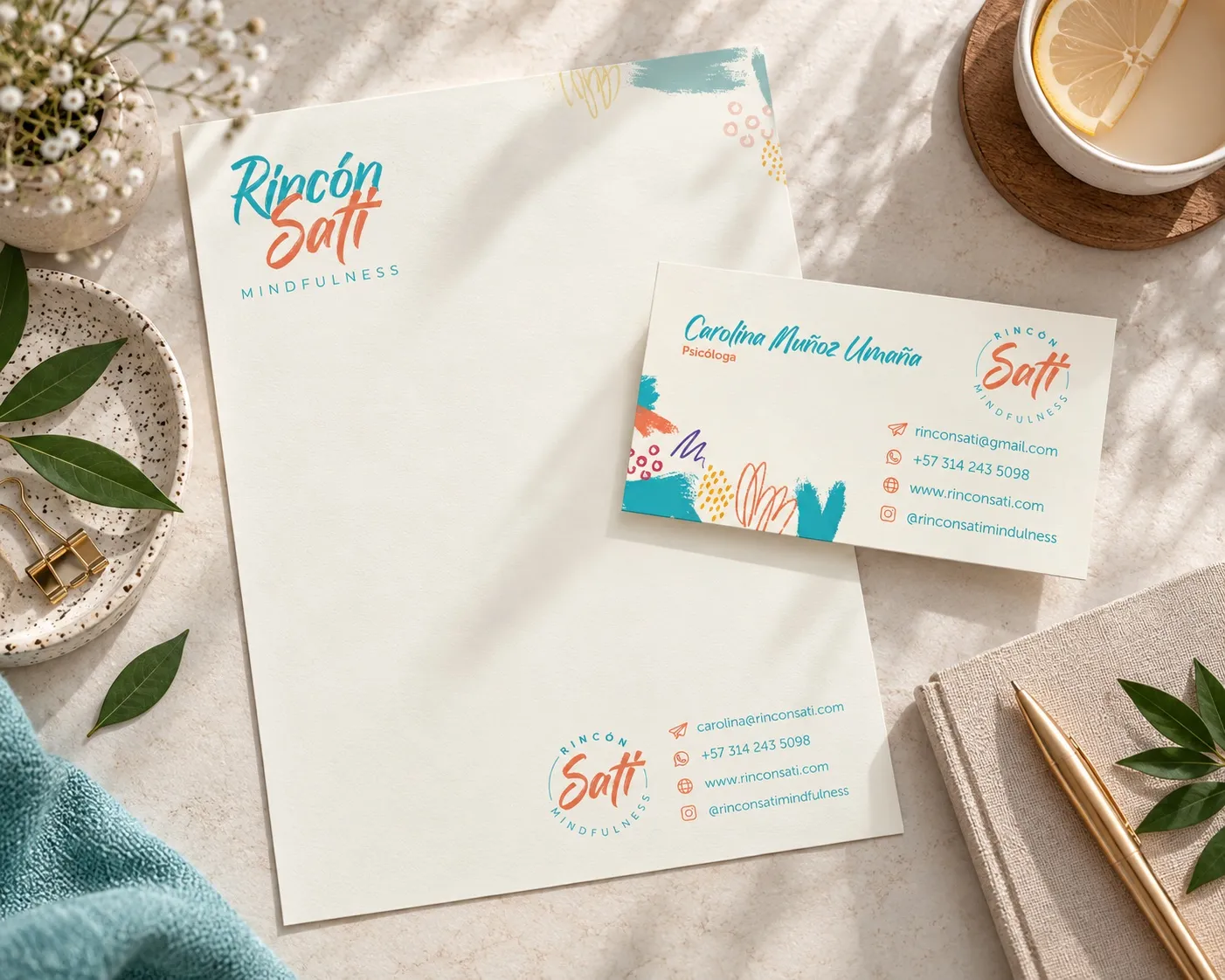 Rincón Sati letterhead and card