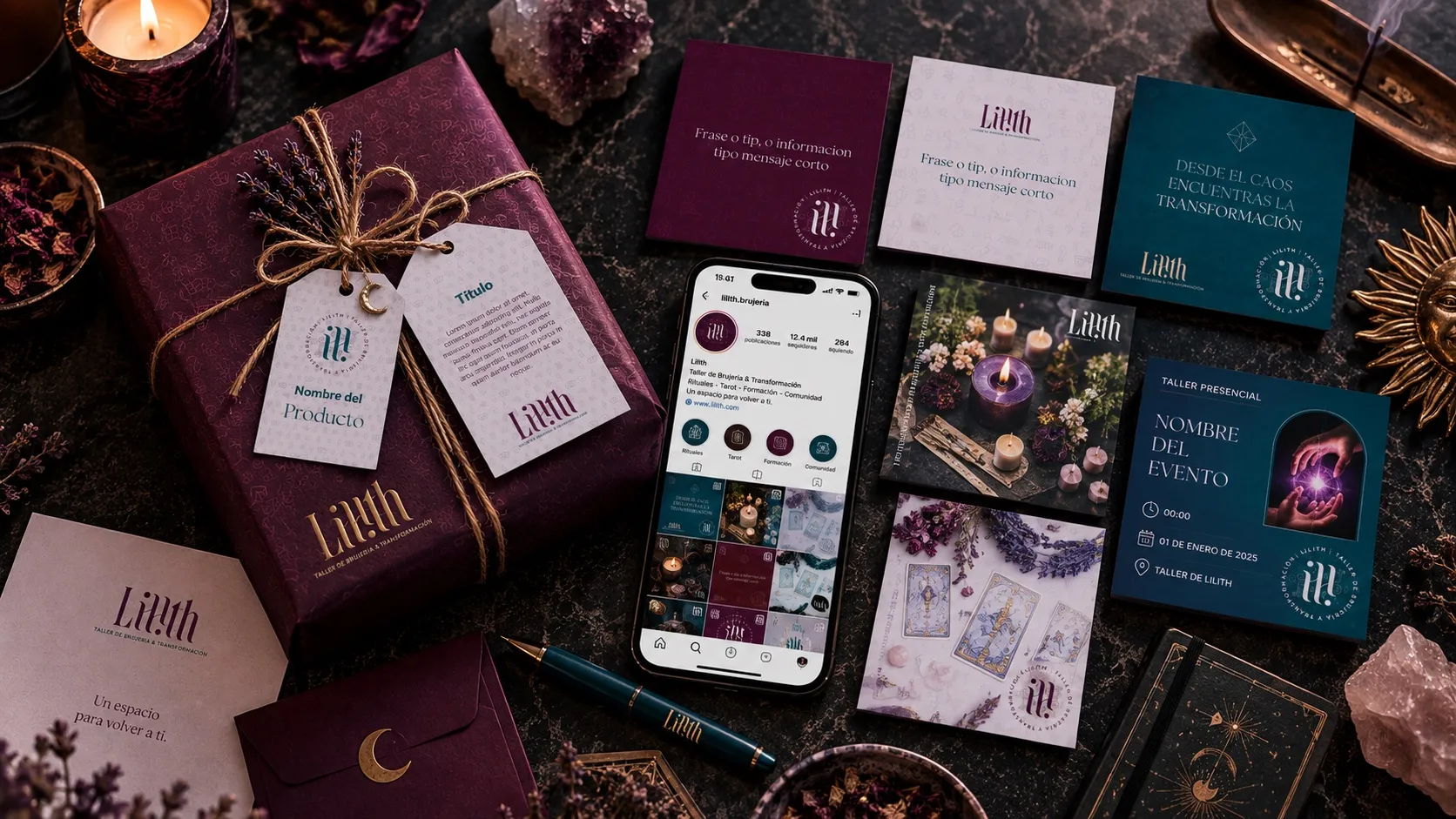 Lilith gift, cards and Instagram profile in jewel tones